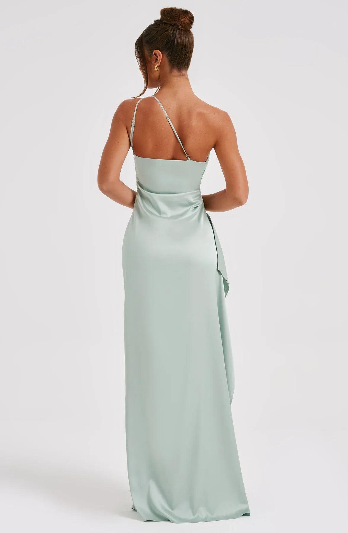 LeRoxy | Elegante Satijnen Splitjurk | Eén Schouder Avondjurk | Luxe Damesmode