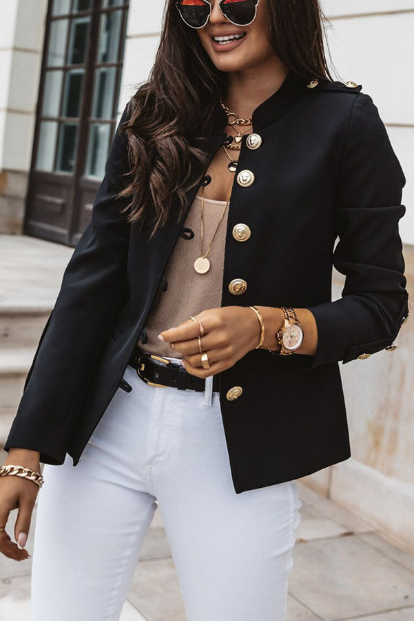 LeRoxy Blazer | Stijlvolle Dubbelgerijpte Blazer met Gouden Knopen voor Elegante Looks