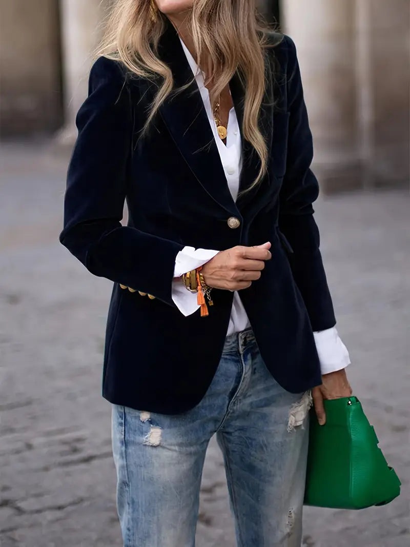 LeRoxy | Fluwelen Getailleerde Dames Blazer | Elegante Vrouwelijke Colbert