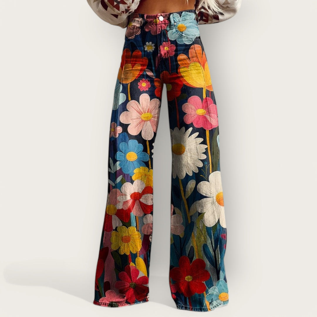 LeRoxy | Boho Vintage Dames Broek | Comfortabele Wijde Pijpen | Retro Look