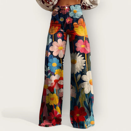 LeRoxy | Boho Vintage Dames Broek | Comfortabele Wijde Pijpen | Retro Look