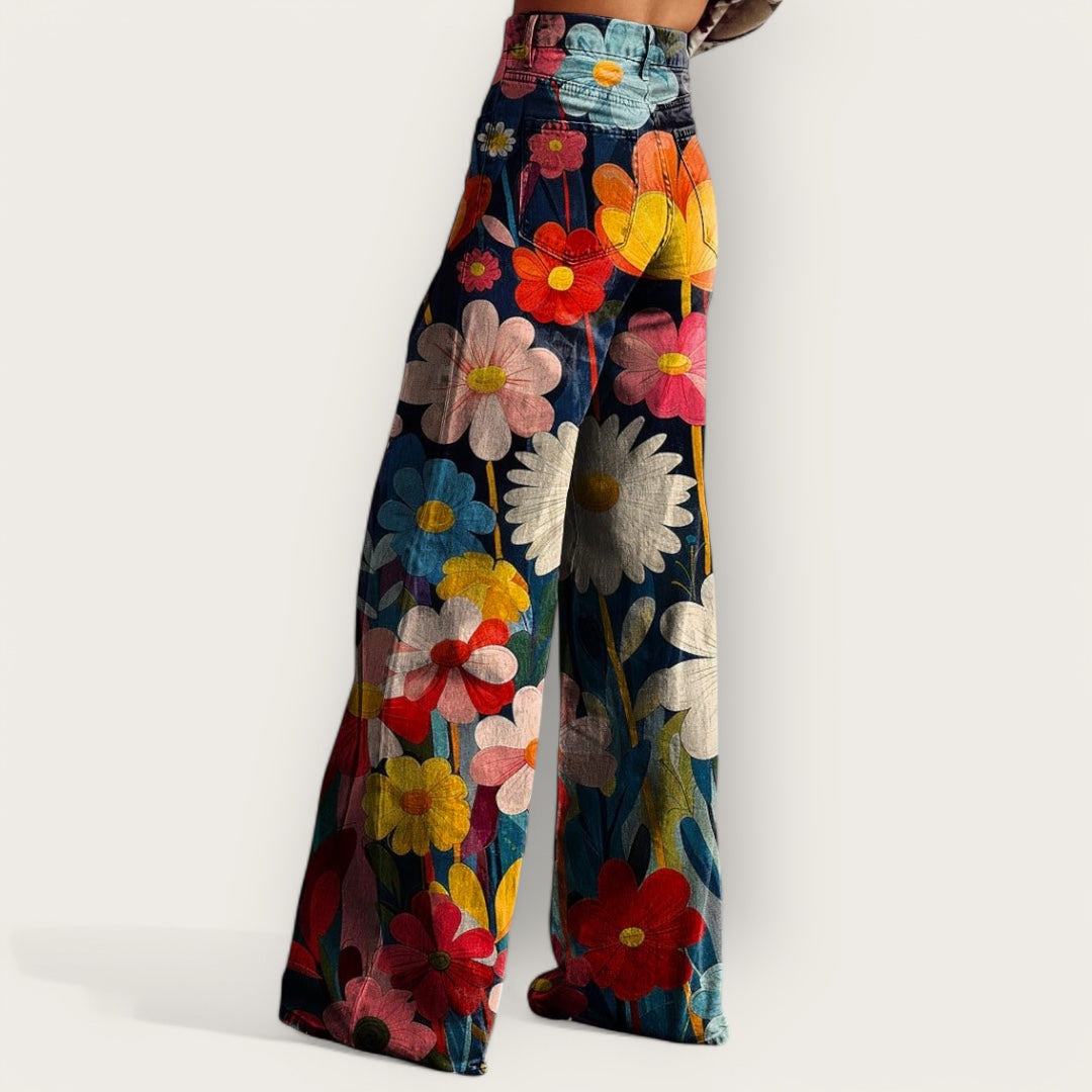 LeRoxy | Boho Vintage Dames Broek | Comfortabele Wijde Pijpen | Retro Look