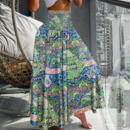 LeRoxy | Maxi Rok voor Dames | Elegante Hoge Taille met Tropische Print