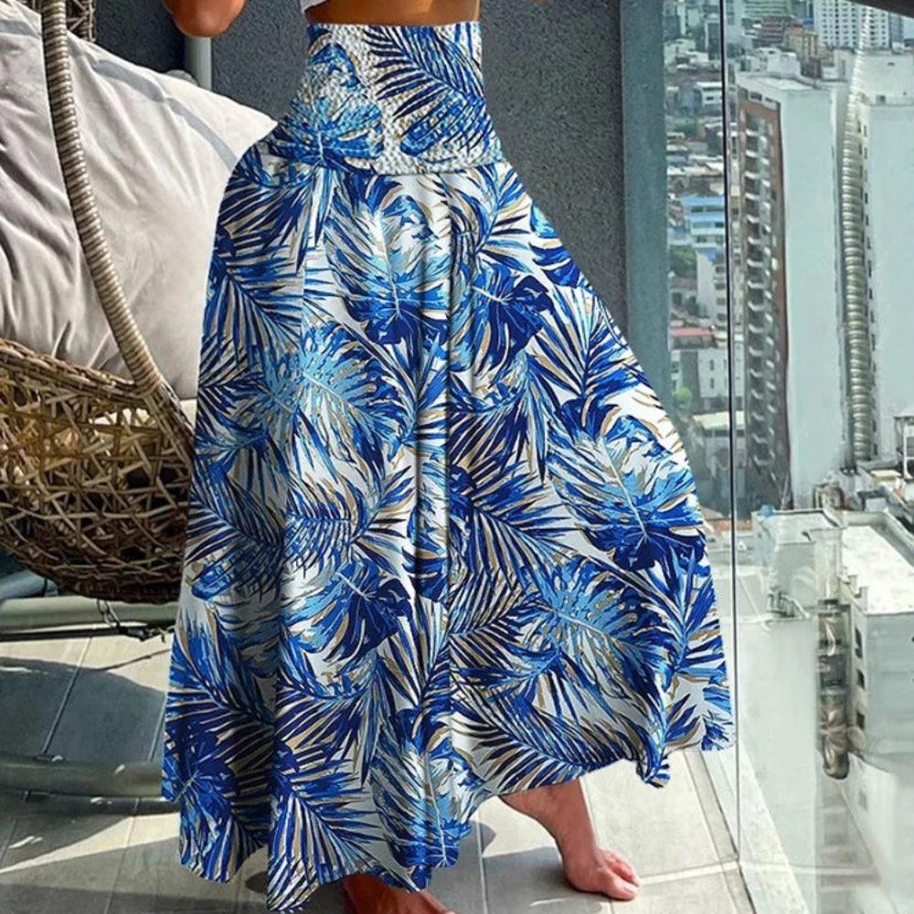 LeRoxy | Maxi Rok voor Dames | Elegante Hoge Taille met Tropische Print