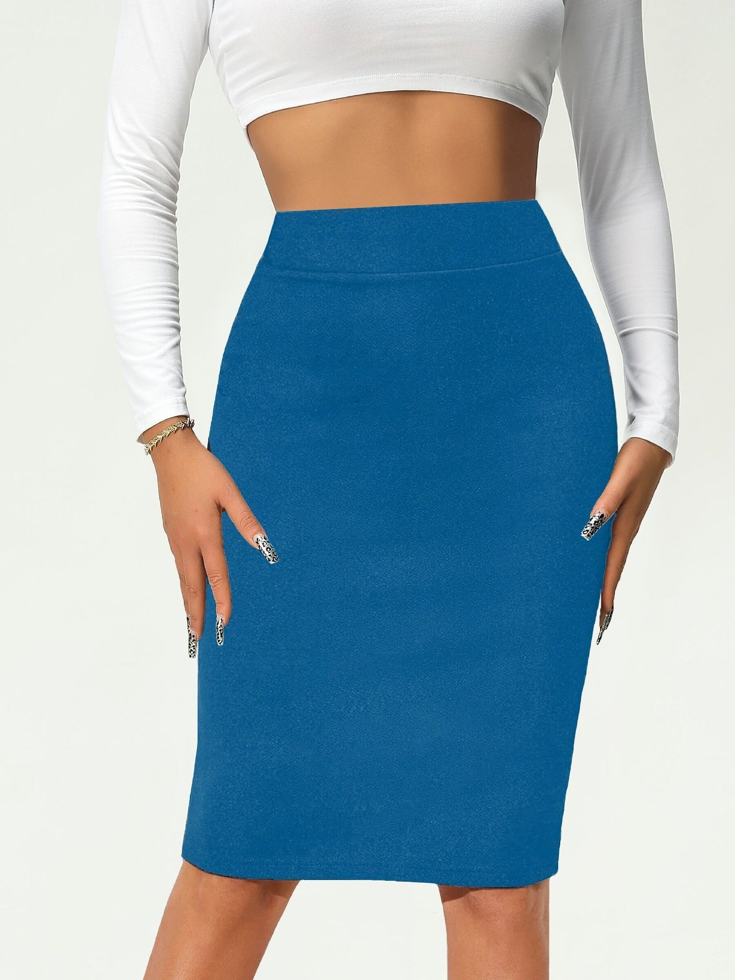 LeRoxy | Effen Kokerrok Hoge Taille | Dames Rok