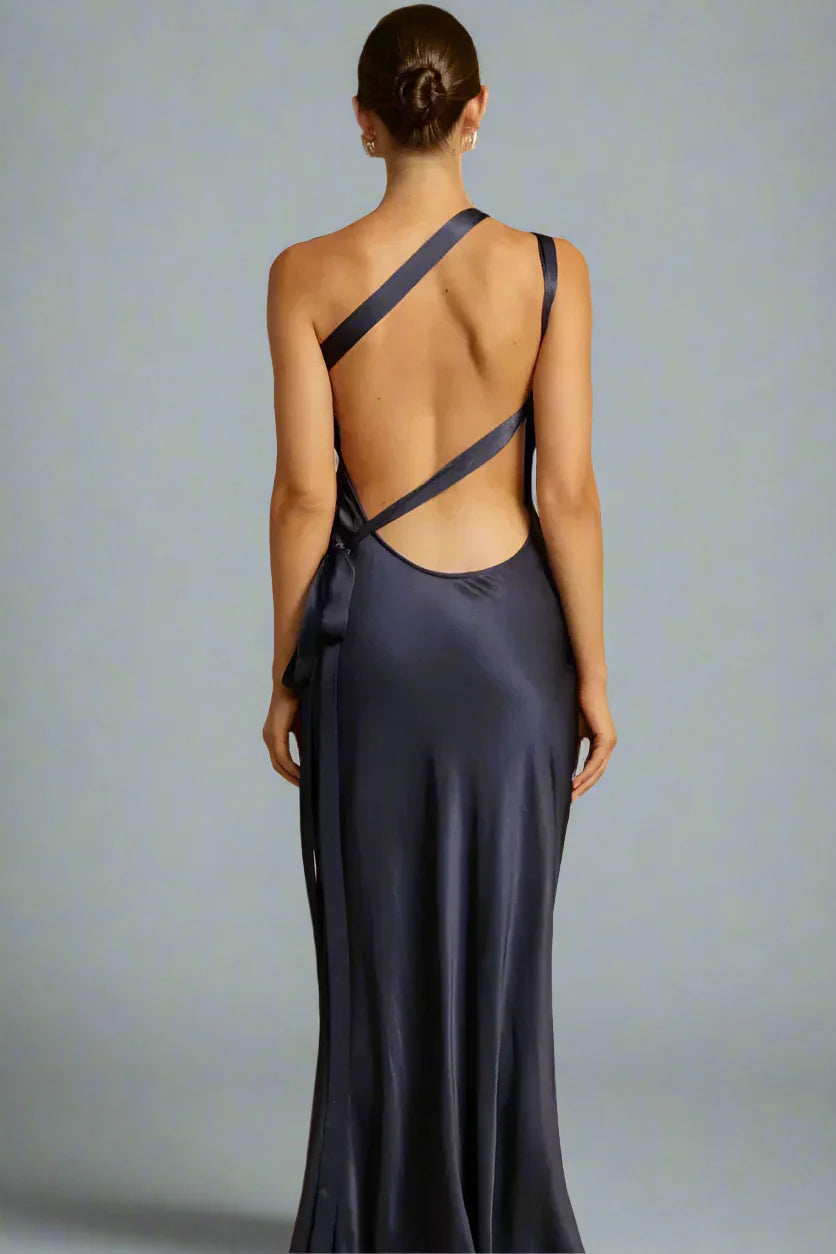 LeRoxy | Satijnen Avondjurk | Elegante Een-Schouder Dress voor Speciale Gelegenheden