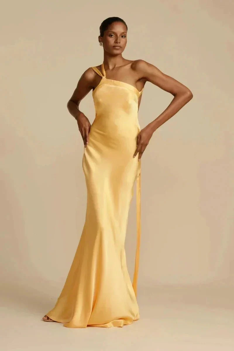 LeRoxy | Satijnen Avondjurk | Elegante Een-Schouder Dress voor Speciale Gelegenheden