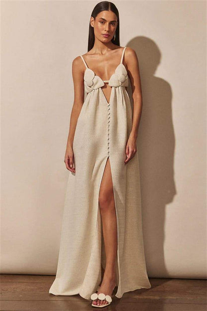 LeRoxy | V-hals Bloemen Maxi Jurk | Elegante Zomerjurk voor Dames