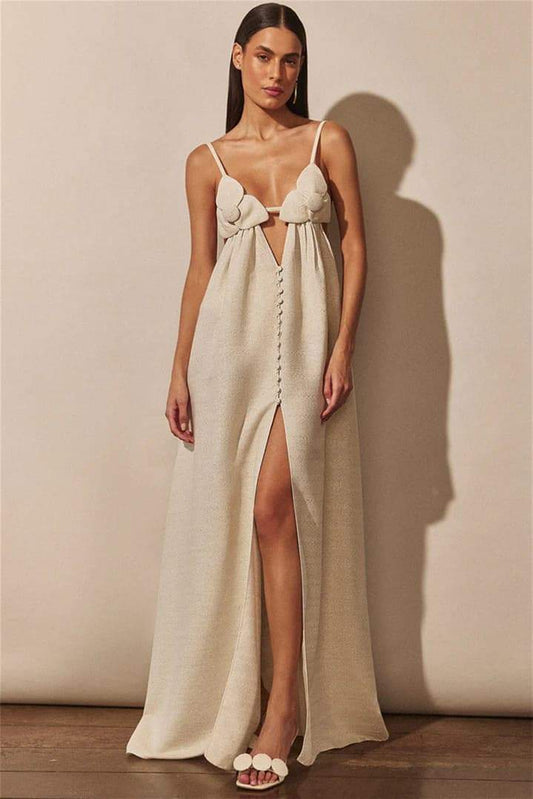LeRoxy | V-hals Bloemen Maxi Jurk | Elegante Zomerjurk voor Dames