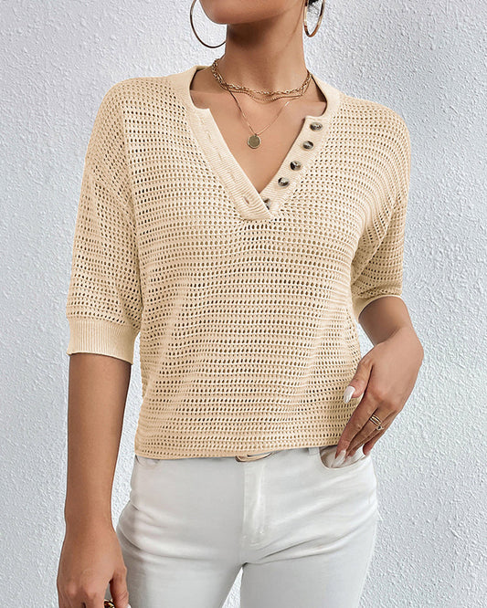 LeRoxy | Luchtige Top met V-Hals - Perfect voor Lente en Zomer | Mode voor Elke Dag
