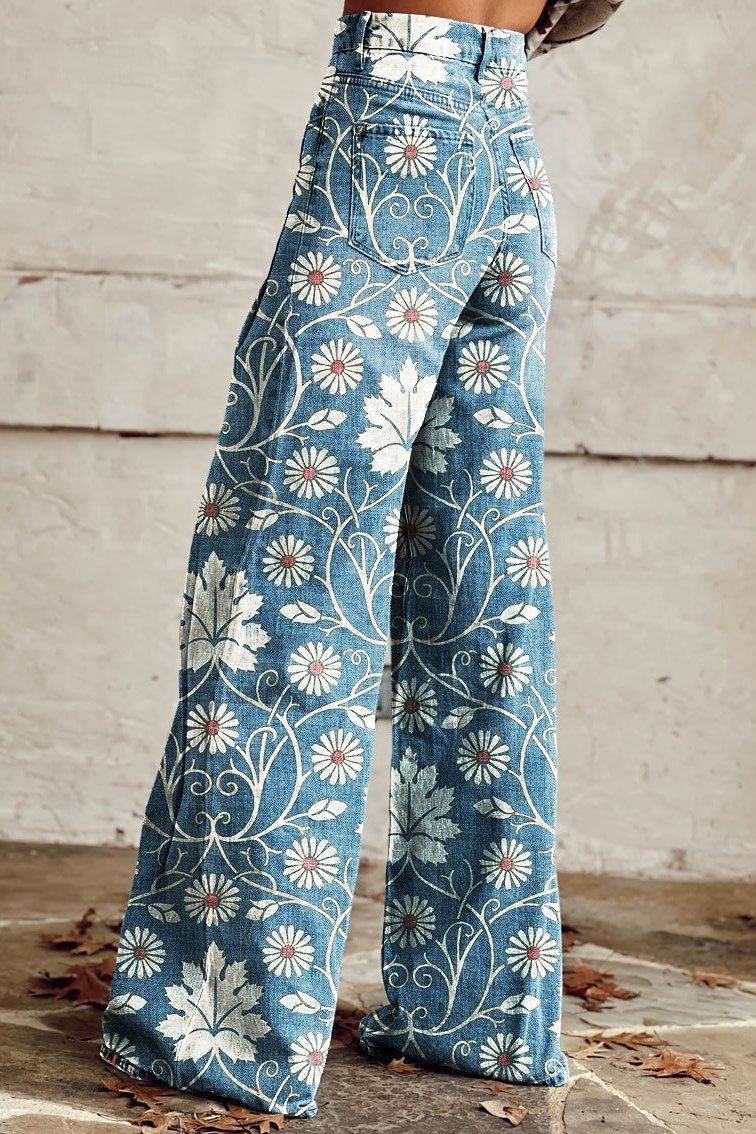 LeRoxy | Boho Vintage Damesbroek | Comfortabele Wijde Pijpen Broek