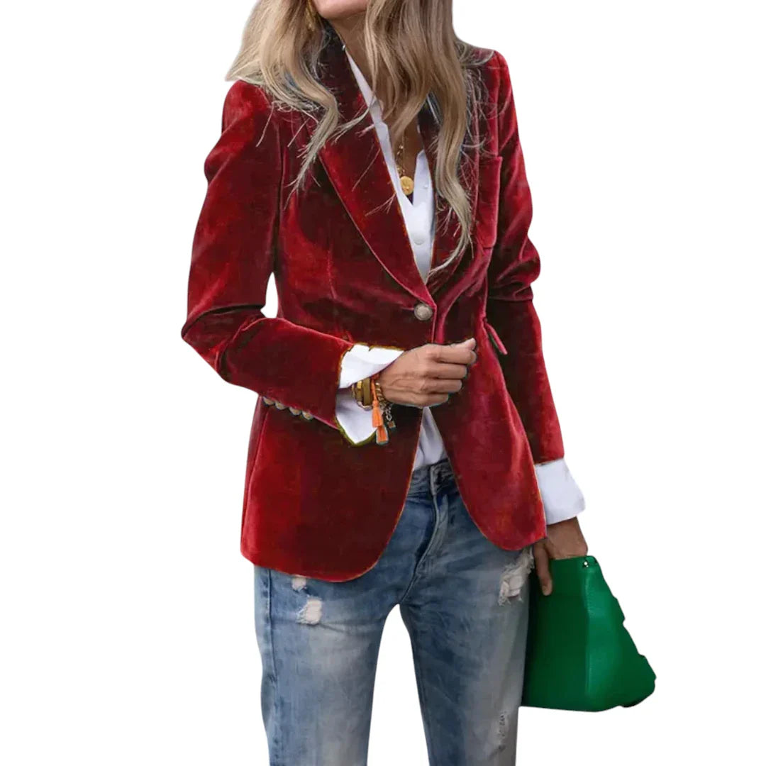 LeRoxy | Fluwelen Getailleerde Dames Blazer | Elegante Vrouwelijke Colbert