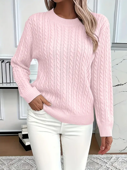 LeRoxy | Dames Kabelgebreid Sweatshirt | Klassieke Pasvorm, Wolgevoel, Lange Mouwen