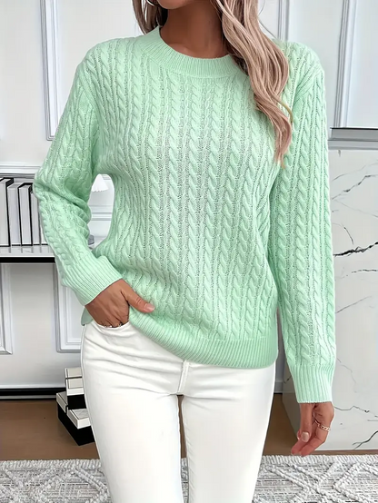 LeRoxy | Dames Kabelgebreid Sweatshirt | Klassieke Pasvorm, Wolgevoel, Lange Mouwen