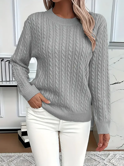 LeRoxy | Dames Kabelgebreid Sweatshirt | Klassieke Pasvorm, Wolgevoel, Lange Mouwen