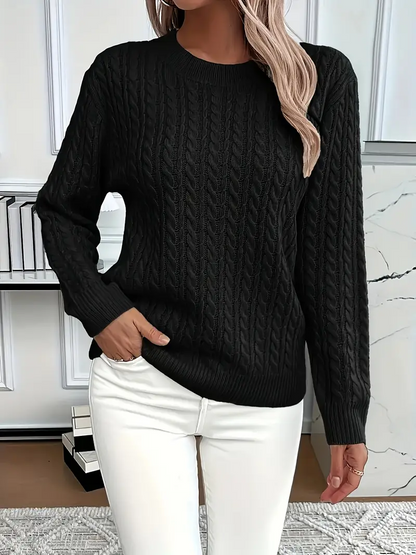 LeRoxy | Dames Kabelgebreid Sweatshirt | Klassieke Pasvorm, Wolgevoel, Lange Mouwen