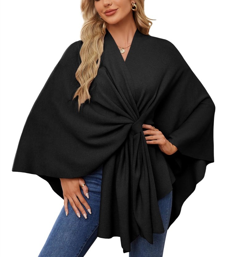 LeRoxy | Dames Poncho met Open Voorzijde en Zachte Sjaal | Comfortabele Elegante Trui