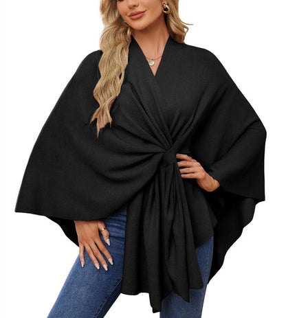 LeRoxy | Dames Poncho met Open Voorzijde en Zachte Sjaal | Comfortabele Elegante Trui