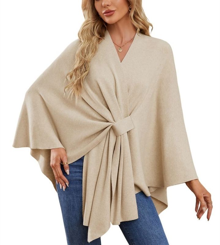 LeRoxy | Dames Poncho met Open Voorzijde en Zachte Sjaal | Comfortabele Elegante Trui