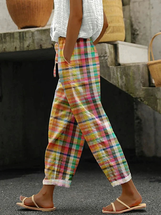 LeRoxy - Vrijetijdsbroek Met Vintage Ruitpatroon en Veters