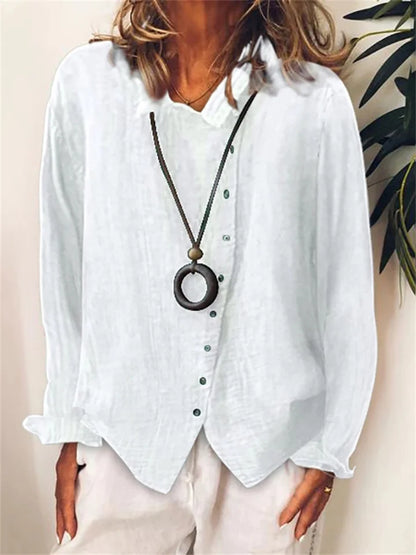 LeRoxy | Asymmetrische Blouse Dames | Elegante Knoopsluiting