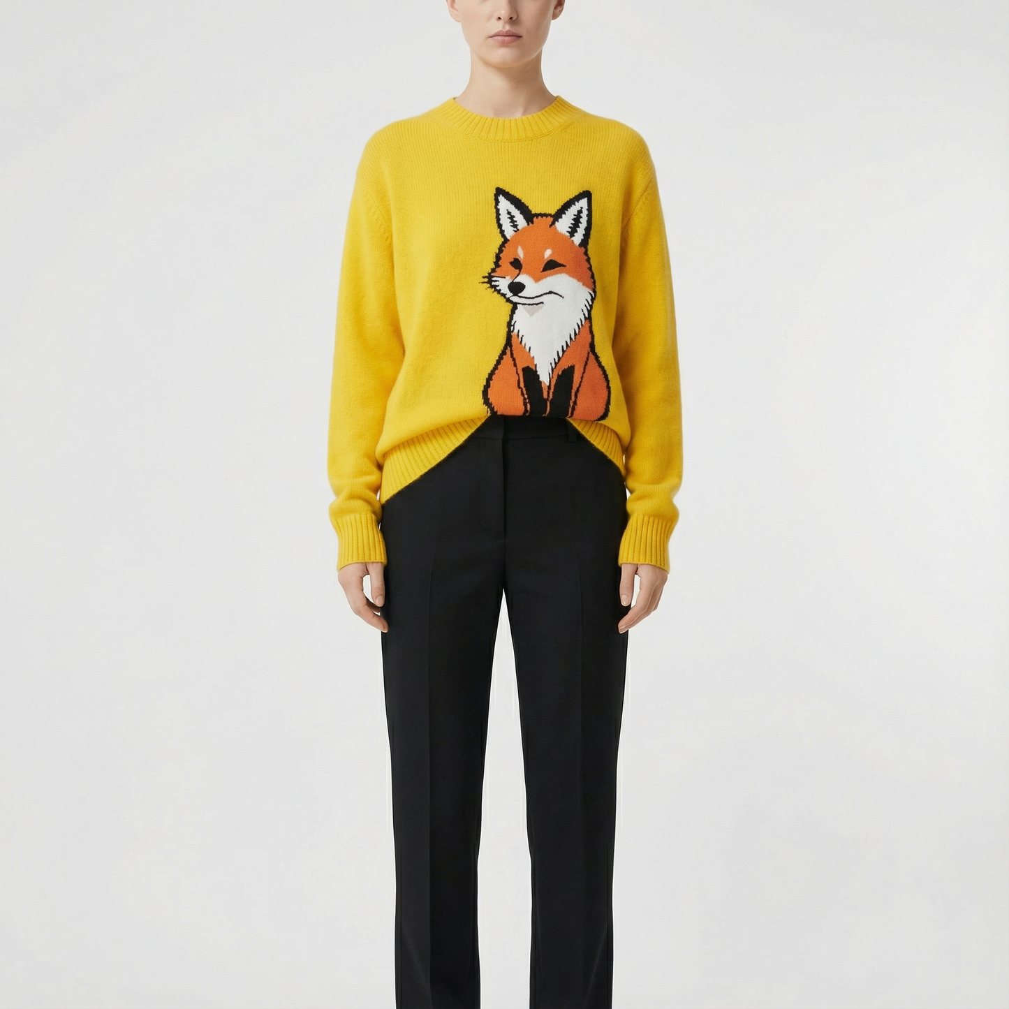 Plus Size Gele Oversized Dames Trui | Dikke Gebreide Wintertrui