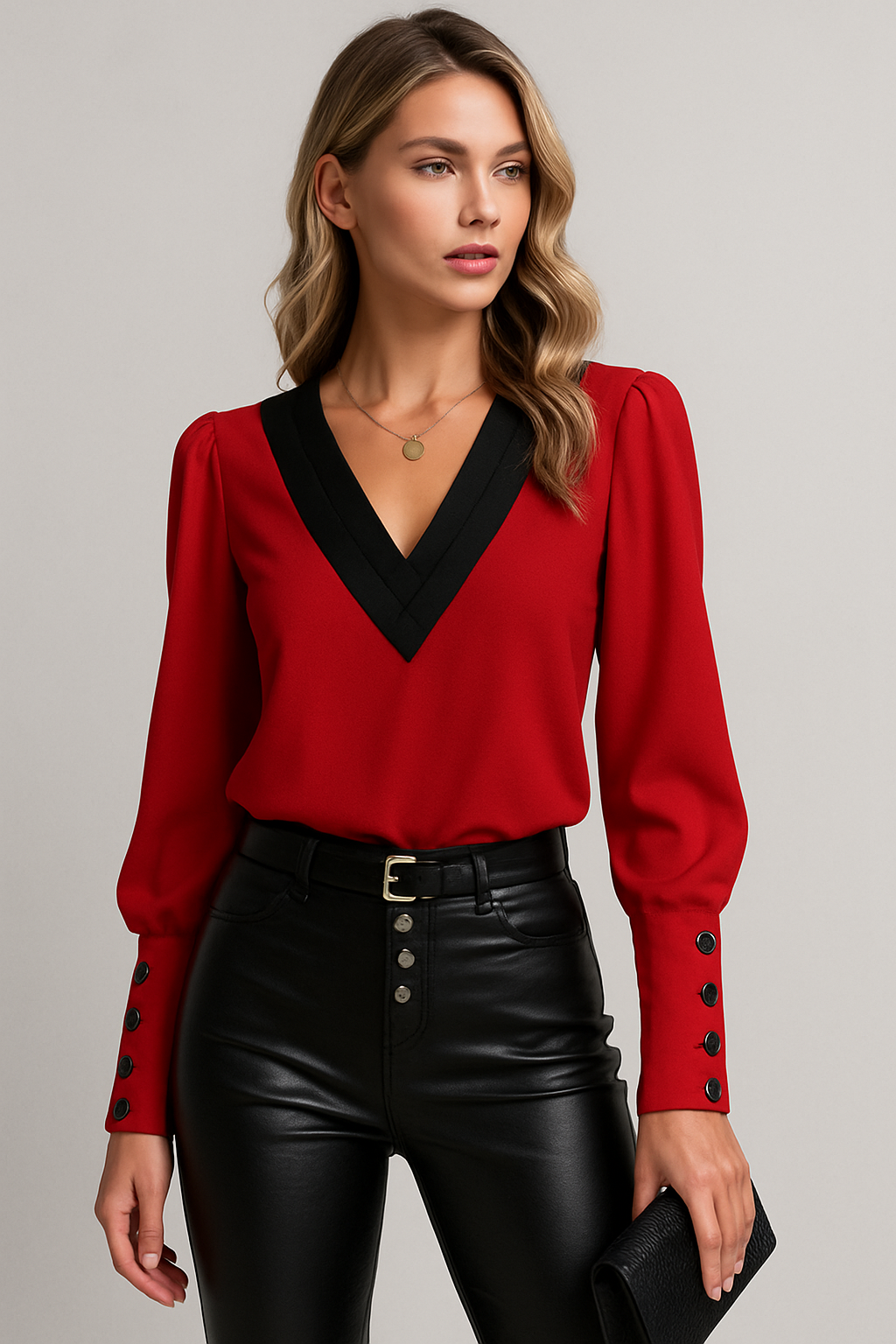 LeRoxy | Damesblouse met Gigot-Mouwen en Knoopjes | Trendy Lente & Zomer Mode