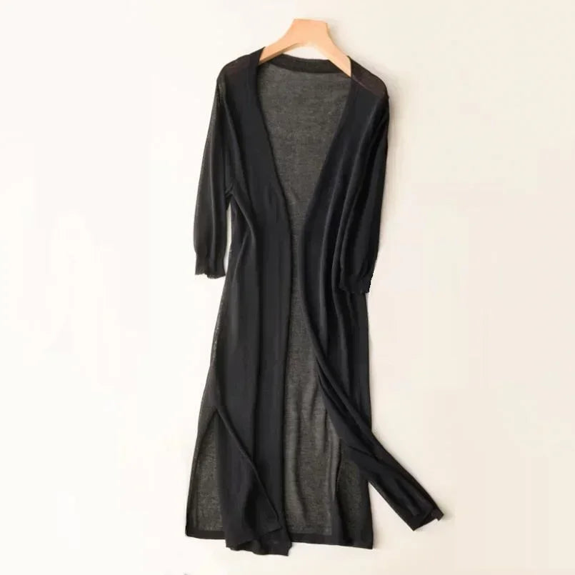 LeRoxy | Dames Lange Vest | Elegant & Lichtgewicht | Zacht Gebreid | Voorjaar & Herfst