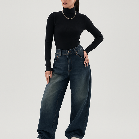 LeRoxy | Y2K Jeans voor Dames | Vintage Streetwear Koreaans Baggy Model