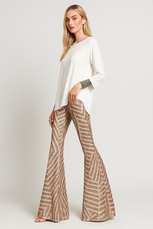 LeRoxy | Flare Broek met Glitters | Trendy en Stijlvolle Glitter Flared Pants