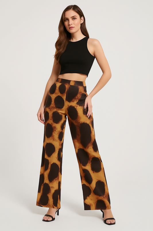 LeRoxy Broek met Hoge Taille en Luipaardprint - Trendy Mode voor Dames