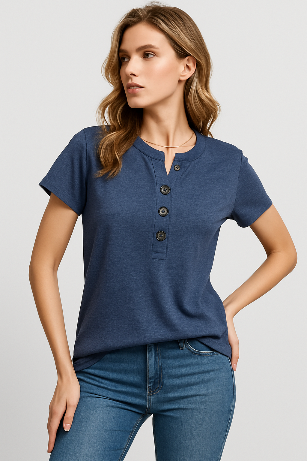 LeRoxy | Dames shirt met Korte Mouwen en Knoopsluiting | Marcelline Blouse