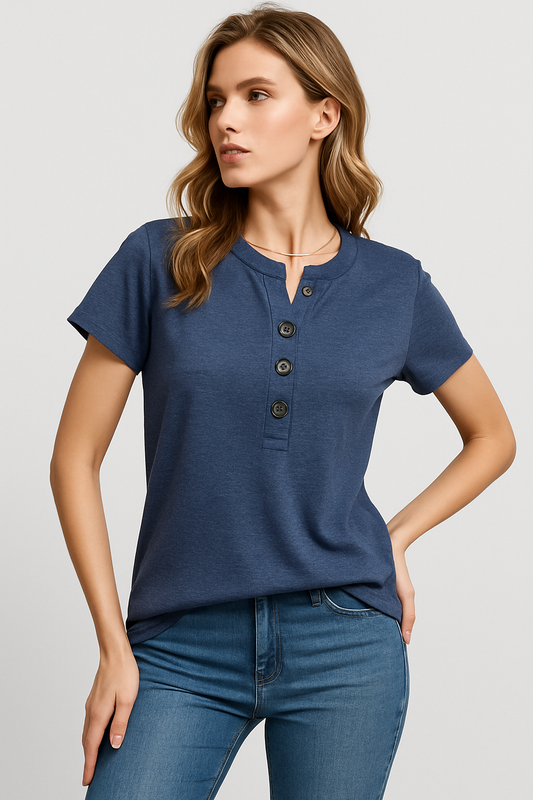 LeRoxy | Dames shirt met Korte Mouwen en Knoopsluiting | Marcelline Blouse