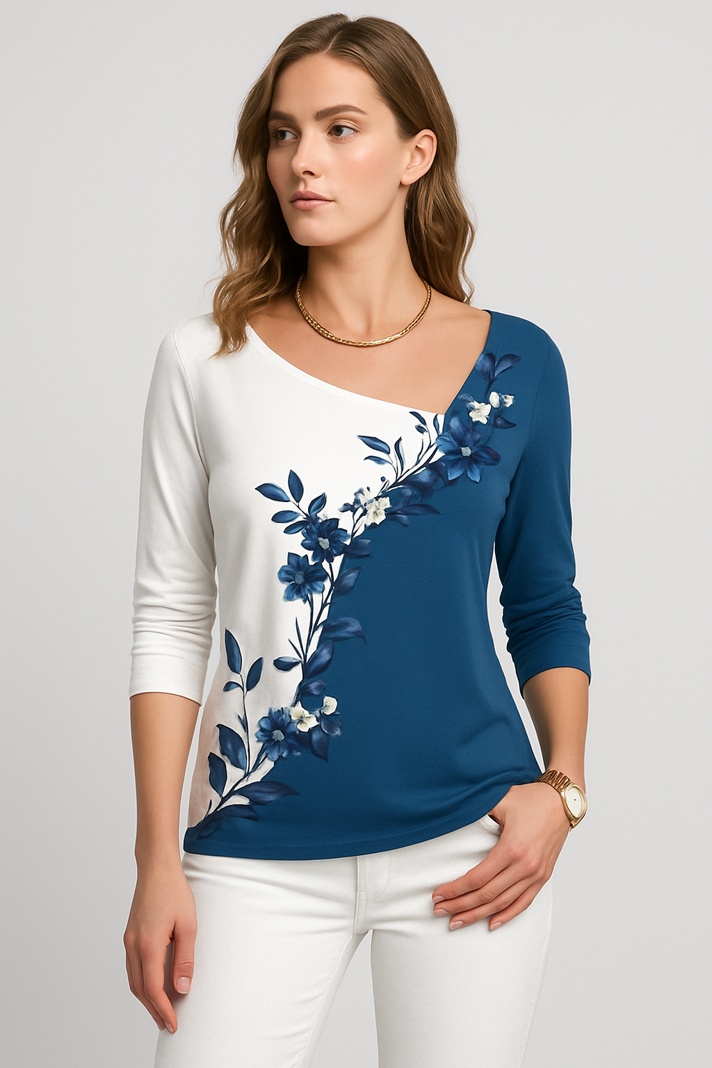 LeRoxy | Artistiek T-shirt in Contrasterende Kleuren | Unieke Mode voor Stijlvolle Outfits