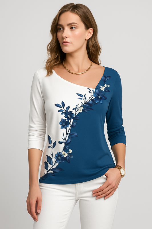 LeRoxy | Artistiek T-shirt in Contrasterende Kleuren | Unieke Mode voor Stijlvolle Outfits
