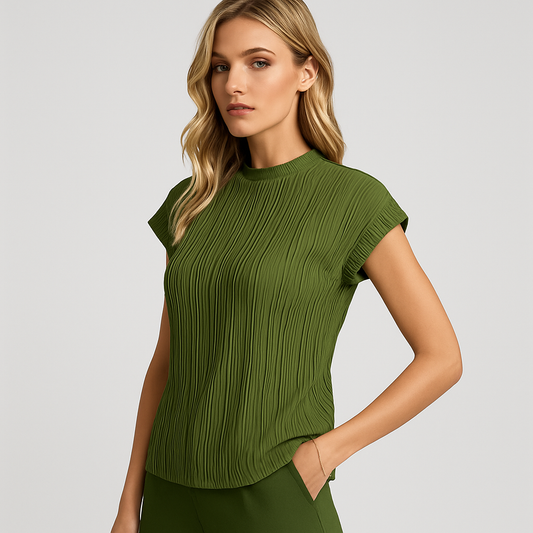 LeRoxy | Dames Geribbelde Top met Ronde Hals | Comfortabele Slim Fit