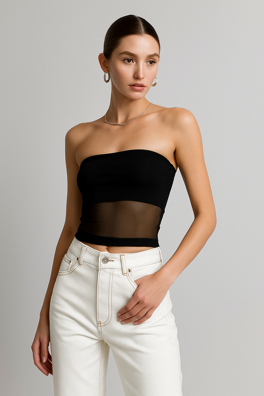 LeRoxy | Strapless Top met Mesh | Trendy en luxe Mode voor Elke Gelegenheid