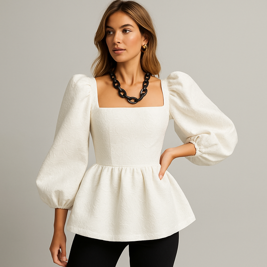 LeRoxy | Stijlvolle Jacquard Top van GlimmerGlam | Elegantie en Comfort in Één