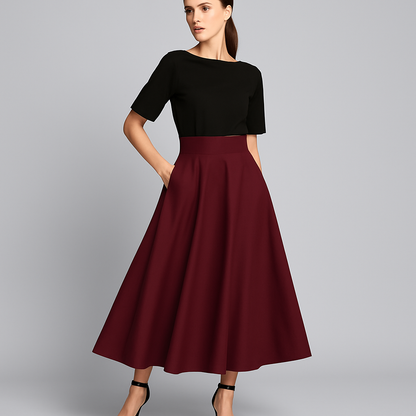 LeRoxy | Maxi Rok Dames | Stijlvolle Hoge Taille met Geplooid Ontwerp voor Elegante Look