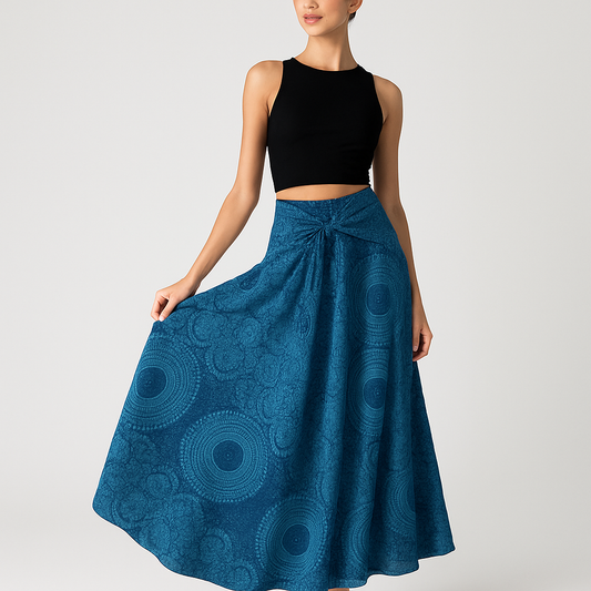 LeRoxy | Bohemian Maxi Rok Dames | Lange Rok met Strik Tailleband voor Een Mooiteloze Zomerse Look