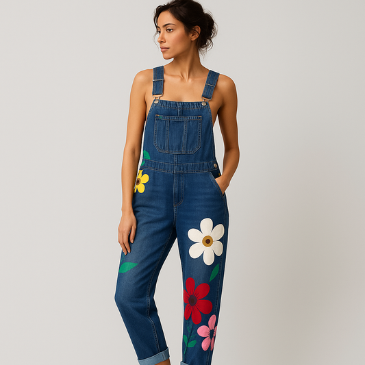 LeRoxy |  Stijlvolle dames jumpsuit van denim met bloemenprint
