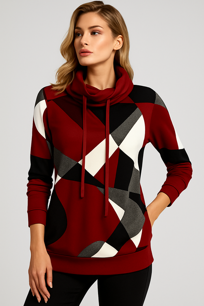 LeRoxy | Geometrische Hoodie Lange Mouwen | Dames Sweatshirt Comfortabel & Stijlvol