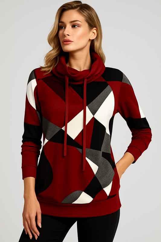 LeRoxy | Geometrische Hoodie Lange Mouwen | Dames Sweatshirt Comfortabel & Stijlvol