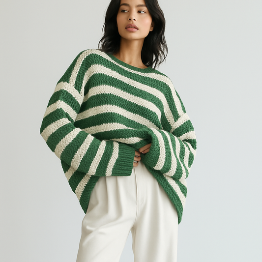 LeRoxy | Damestrui van Wol | Zachte Oversized Trui met Felle Strepen