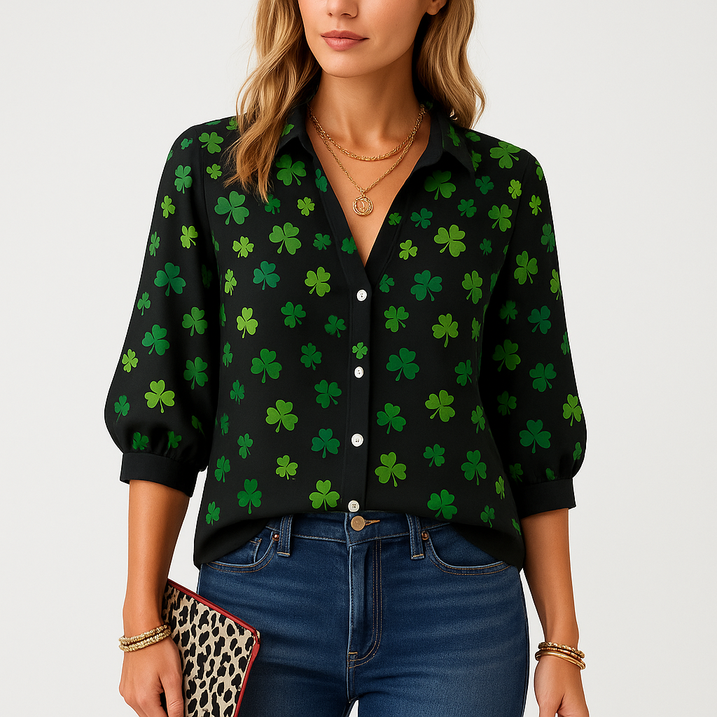 LeRoxy | Gebloemde Top Met Vintage Knopen