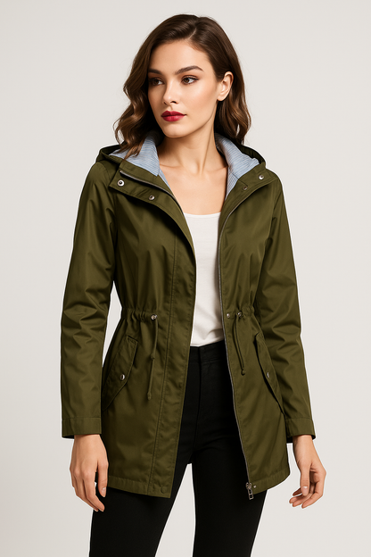 LeRoxy | Dames trenchcoat | Lange waterdichte jas met afneembare capuchon
