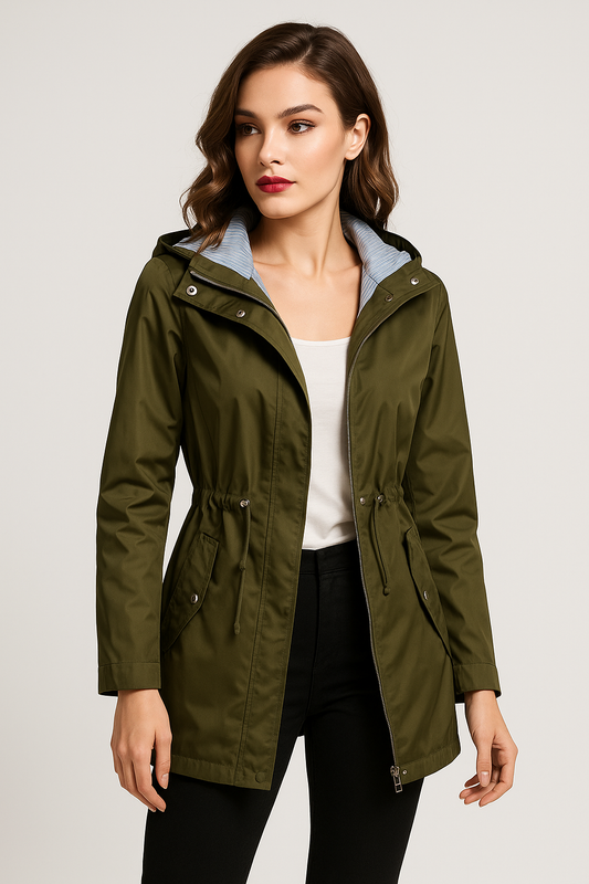 LeRoxy | Dames trenchcoat | Lange waterdichte jas met afneembare capuchon