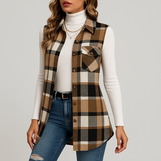 LeRoxy | Stijlvol Geruit Mouwloos Damesvest | Trendy & Comfortabel