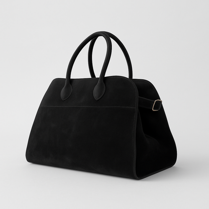LeRoxy | Luxe Zwarte Suède Handtas voor Dames | Elegante Shopper met Goudkleurige Gesp