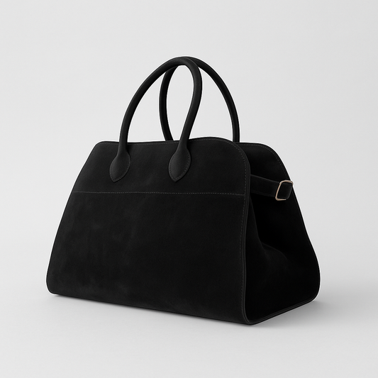 LeRoxy | Luxe Zwarte Suède Handtas voor Dames | Elegante Shopper met Goudkleurige Gesp